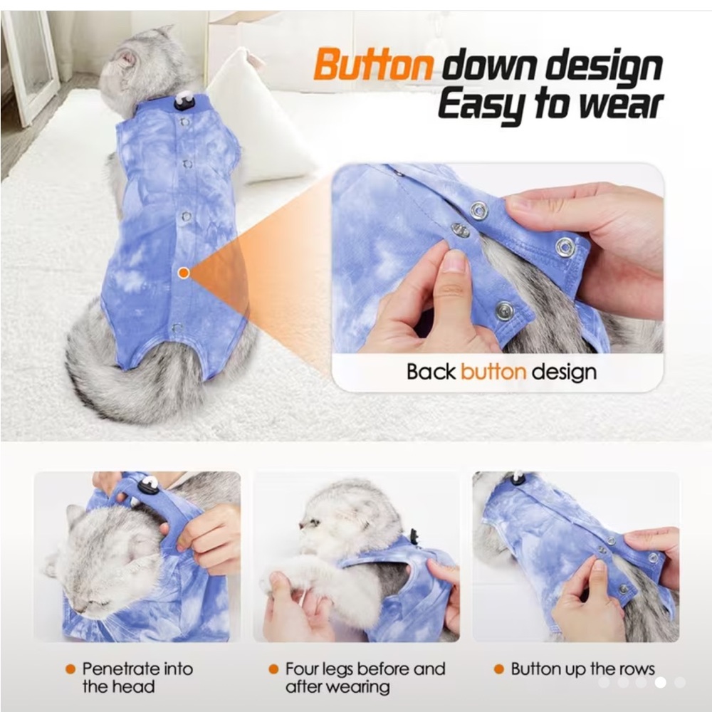 Cat Small surgery suit (purple) - Picture 4 of 6